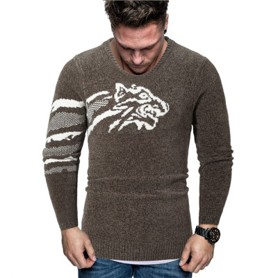 

Gobestart Men New Autumn Winter Splicing Casual Long Sleeve Knitting Sweaters Tops Blouse