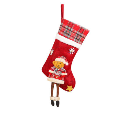 

3D Doll Decor Christmas Stockings Candy Socks Gift Holder Bag With Hanging Loops Xmas Tree Fireplace Seasonal Decorations