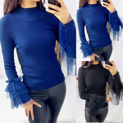 

Womens Long Sleeve V Neck Slim Knitted Sweater Ladies Casual Jumper Tops T Shirt