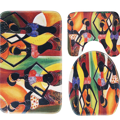 

〖Follure〗African Women With Purple Hair Skidproof Toilet Seat Cover Bath Mat Lid Cover A