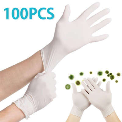 

100pcs Disposable Off-white Protective Gloves Powder Latex Protective Gloves Super Elastic Oil-resistant Gloves