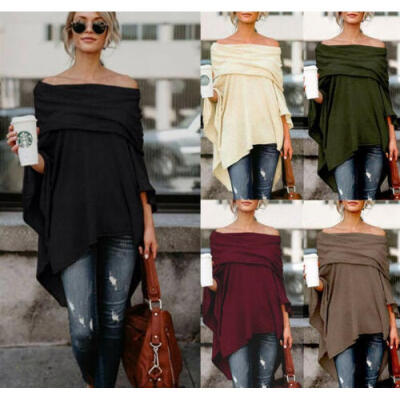 

Women Off Shoulder Blouse Tops Asymmetrical Floral Baggy Casual T Shirt Tops US