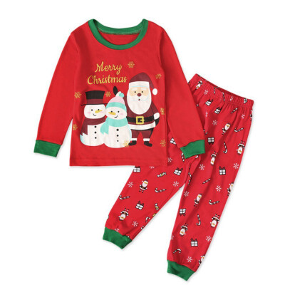 

hilittlekids Autumn Baby Boy Girl Cute Santa Claus Pattern Long Sleeve Tops T-shirt Trousers Outfits Set