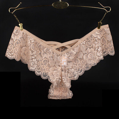 

Sexy Lace Panties Women Hollow Ruffles Solid Color Breathable Hips Low Waist Briefs