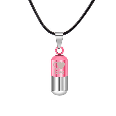 

Stainless Steel Medicine Pill Shape Pendant Necklaces for WomenMen i love you Perfume Bottle Pendant whitout chain
