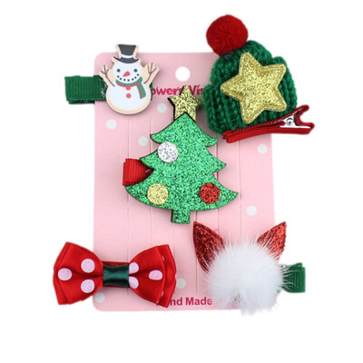 

5Pcs Set Baby Kids Fashion Christmas Hair Pin Cute Crown Snowman Bow Hair Accessories Headdress