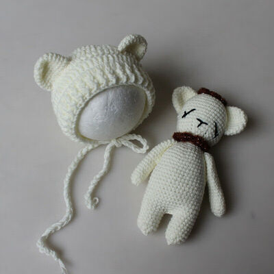 

2Pcs Set Small Animal Shape HatToy Newborn Baby Boys Girls Photography Props