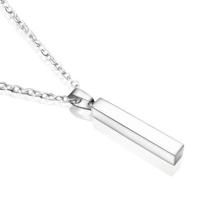 

Silver Letters Pendant Chain Cuboid Necklace Jewelry