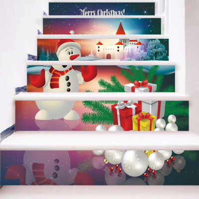 

Toponeto Christmas 3D Simulation stair stickers Waterproof Wall Stickers DIY Home Decor