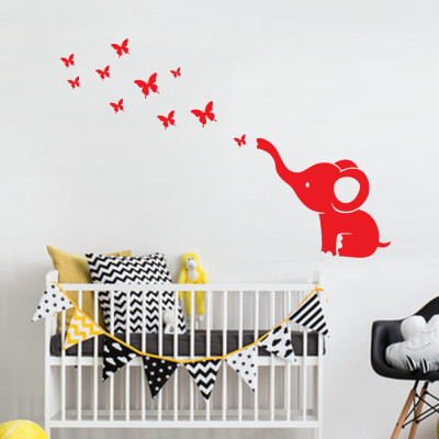 

〖Follure〗DIY Elephant Butterfly Wall Stickers Decals Childrens Room Home Decoration Art