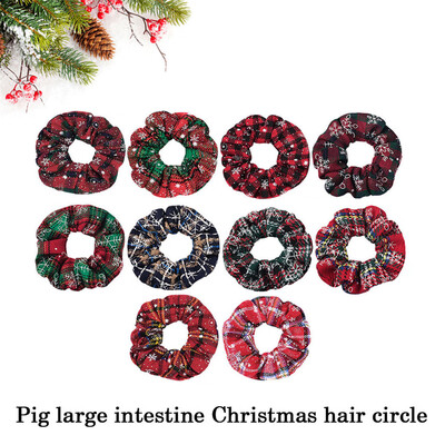 

Gobestart Pure Cotton Fabric Hairring Christmas Snowflake Stripe Hair Rope Multicoloured