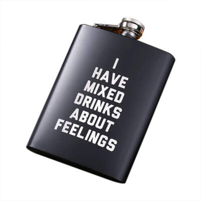 

1PC Letter Printed Hot sales bpa free whisky liquor flagon Stainless steel alcohol vodka Jack hip flask with pu leather wrap