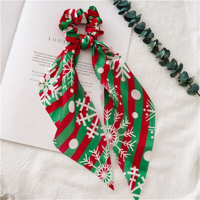

Gobestart Polyester Fiber Hairring Christmas Snowflake Stripe Tie Hair Rope Ribbon Hairpin