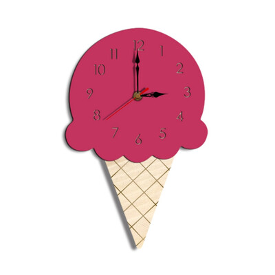 

Cute Ice Cream Shaped Decorative Wall Clock Battery Powered Mute Movement Needle Display Morden Home Decor