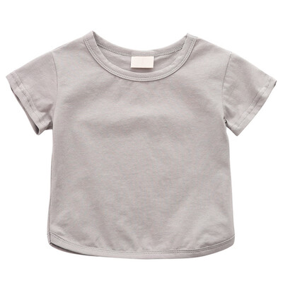 

New Toddler Baby Boy Girl Summer Cotton Solid Print T-shirt Tops Blouse Short Sleeve Casual Tee Shirts
