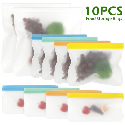 

10Pcsset Reusable Food Storage Bags Extra Thick Seal Freezer Bag Ziplock Sandwich Bag for Home Travel Organization