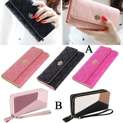 

Ladies Wallet Purse Wallet with Card Compartment Women Leather Double Zipper Wallet