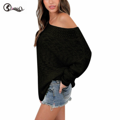 

2019 Autumn Sweater Women Sexy Long Sleeve Off Shoulder Tops Plus Size Knitted Solid Color Pullovers Fashion Clothing Femme