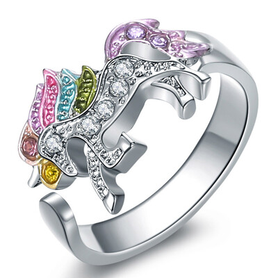 

1 PCS Rainbow Unicorn Rings Girl Ladies Fashion Ring Gift for Women