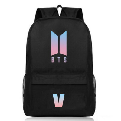 

BTS Teenage Backpack Korean Bangtan Letter Print Boy Girl School Backpacks Black Travel Book Bag Laptop Backpack