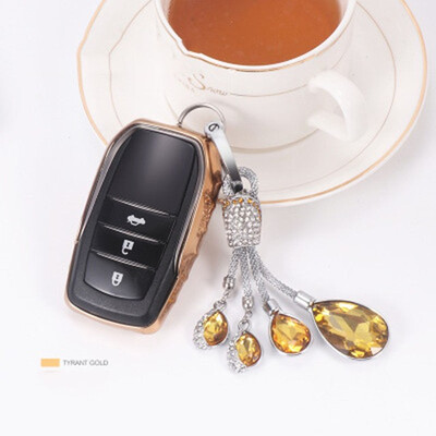 

Car Styling Soft TPU Car Key Case For Toyota Camry Highlander Prado Corolla RAV4 Car Key Cover Shell Car Crystal Keychain