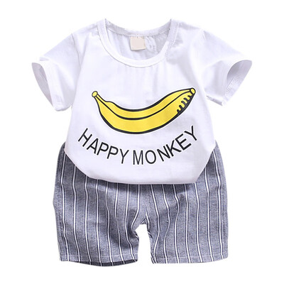 

Childrens Suit Sleeve Cotton Short Sleeve Clothing Set Summer Kids Boys&Girls Body Suit Cartoon Kids Cothing Set
