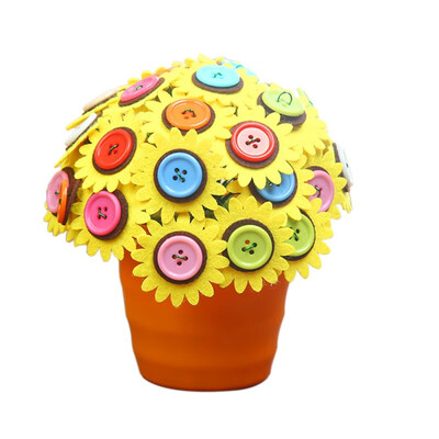 

DIY Multicolor Round Resin Decorative Buttons Flower with EVA Flower Pot Scrapbooking Embelishments Sewing Craft Supply
