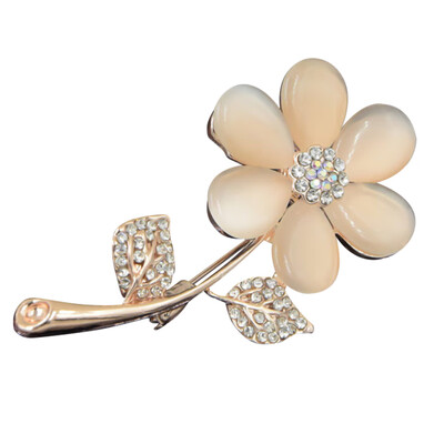 

Hot Sale Trendy Opal Stone Flower Brooch Pin Women Garment Accessories Jewelry Rose Gold Color Brooch Rhinestone Pin
