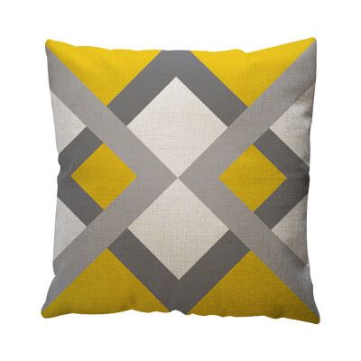 

Siaonvr Yellow Geometric Pattern Throw Pillow Case Cushion Cover Home Decor Cotton Linen