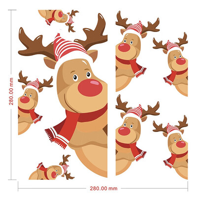 

New DIY Wall Stickers Christmas PVC Wallpaper Deer Removable Art Decals Fridge Sticker Holiday Cabinets Door Decorations