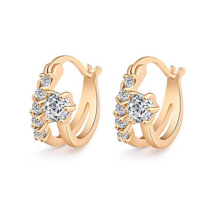 

1 Pair Women Girls Hoop Stud Earrings Polished Finish Crystal Circle Huggy Earrings Christmas Valentine Gift