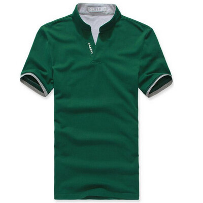 

Summer Classic Solid Color Men Lapel Short Sleeve Tee T-shirt  L XL XXL 3XL