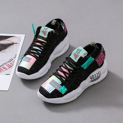 

Women Chunky Sneakers Platform 3cm Thick Sole Ladies Casual Vulcanize Shoes Web Celebrity Dad female fashion Sneakers Designer