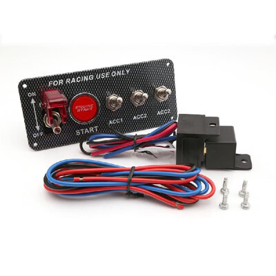 

Carbon Fiber Racing Car Engine Start Push Button Ignition Switch Panel 12V led Toggle Switch Panel 4 in 1 Car Modification