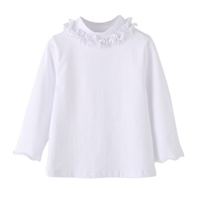 

Baby Girls Shirt Long Sleeve T-shirt Cotton Lace Princess Toddler Turtlenecks Solid Tops Blouse