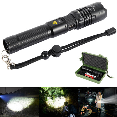 

The New Flashlight LED Spotlight Rechargeable Aluminum Alloy Camping Hunting Flashlight Torch with 18650 Battery