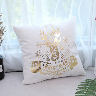 

Tailored Merry Christmas Gold Foil Printing Pillow Case Sofa Waist Throw Cushion Cover