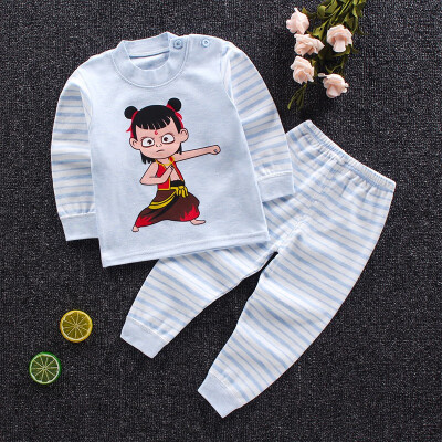 

Autumn Baby Kids Girls Boys Long Sleeve Cartoon Print BlousePants Pajamas Sleepwear Set