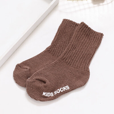 

Alphabet Thickened Wool Baby Socks Fashion Solid Middle Tube Socks Children Non-Slip New Warm Sock