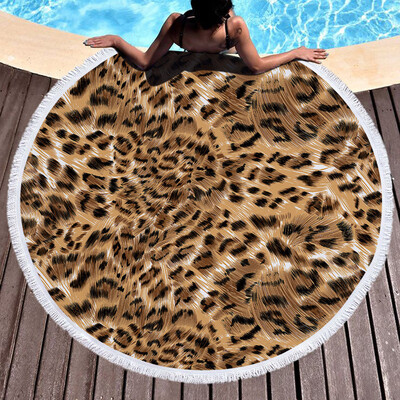 

Toponeto 1 PC Round Beach Pool Home Shower Towel Blanket Table Cloth Yoga Mat Leopard