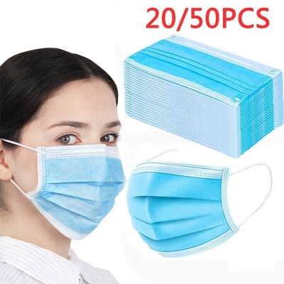 

50201Pcs 3-Ply Disposable Face Mask Dust Mask Flu Face Masks with Elastic Ear Loop for All People