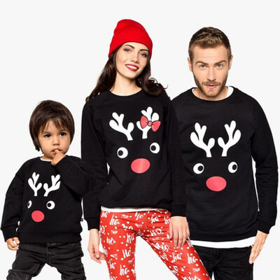 

Matching Christmas Sweaters Children Clothing Christmas Stripes Print Family Parent-child Suit Printing Sweater Cotton Soft 2pie