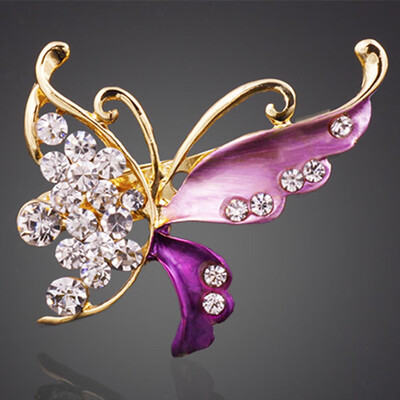 

1X Multicolor Crystal Beautiful Butterfly Shape Brooch Pin Jeans Collar Prom