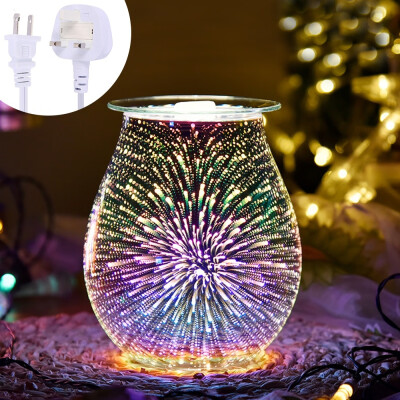 

3D Glass Light Aromatherapy Oil Stove Candle Warmer Tart Burner for Home Office Bedroom Aroma Decorative Lamp