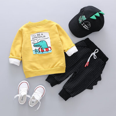 

2019 New Autumn Baby Boy Girl Set Long Sleeve Letters T-shirt Cartoon Animal Print Sweatshirt Trousers Casual Outfits