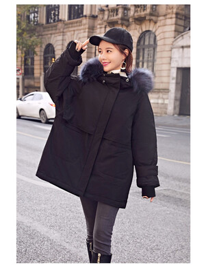 

Female long section thick 2018 winter cloak jacket jacket loose down coat