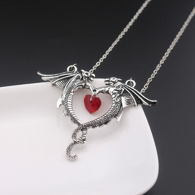 

New Fashion Necklace Punk Rose Flower Devil Red Heart Pendant Women Lady Necklaces