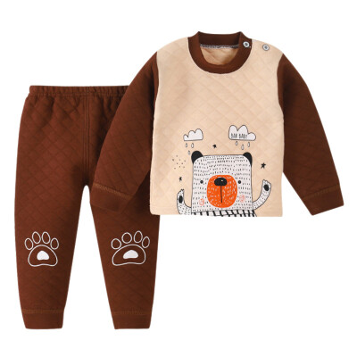 

Boys Thermal Underwear Set Girls Pajamas Cute Cartoon Printed T-shirt Tops Pants For Toddler Kid