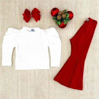 

US Baby Girl Clothes Knit Shirt Top Pants Trousers Toddler Kids Fashion Outfit