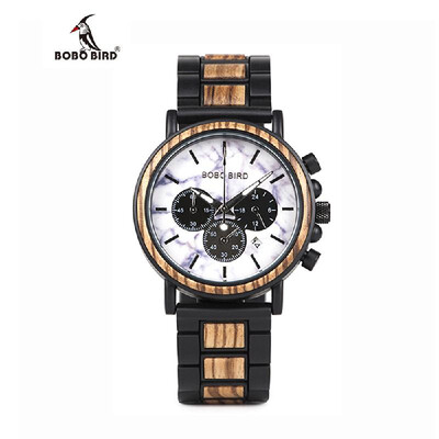 

BOBOBIRD R25-1 Men Quartz Watch Wooden Band Fashion Multifunction Wristwatch 3ATM Luminous Display Chronograph Calendar Date Displ